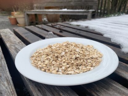 Frisch gequetschte Haferflocken aus Schweizer Bio Demeter Haferkörner 99% glutenfrei (ungedarrt) 500g (max. 1 Stk. / kein Versand)